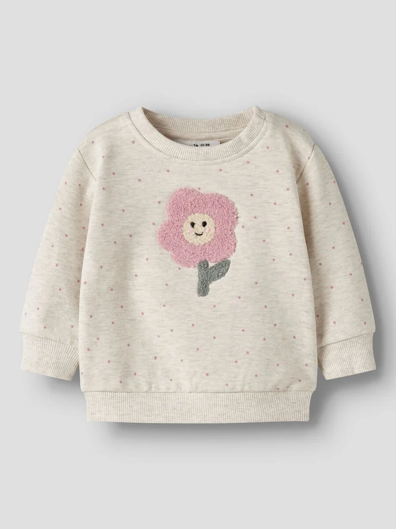 name it Baby Sweatshirt beige mit Blume (nbfluelle)