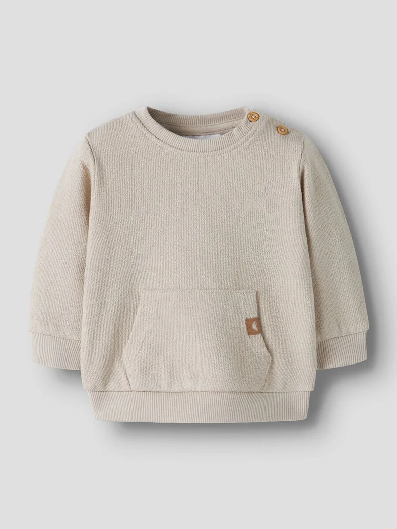 name it Baby Sweatshirt mit Kängurutasche beige (nbmlarsen)