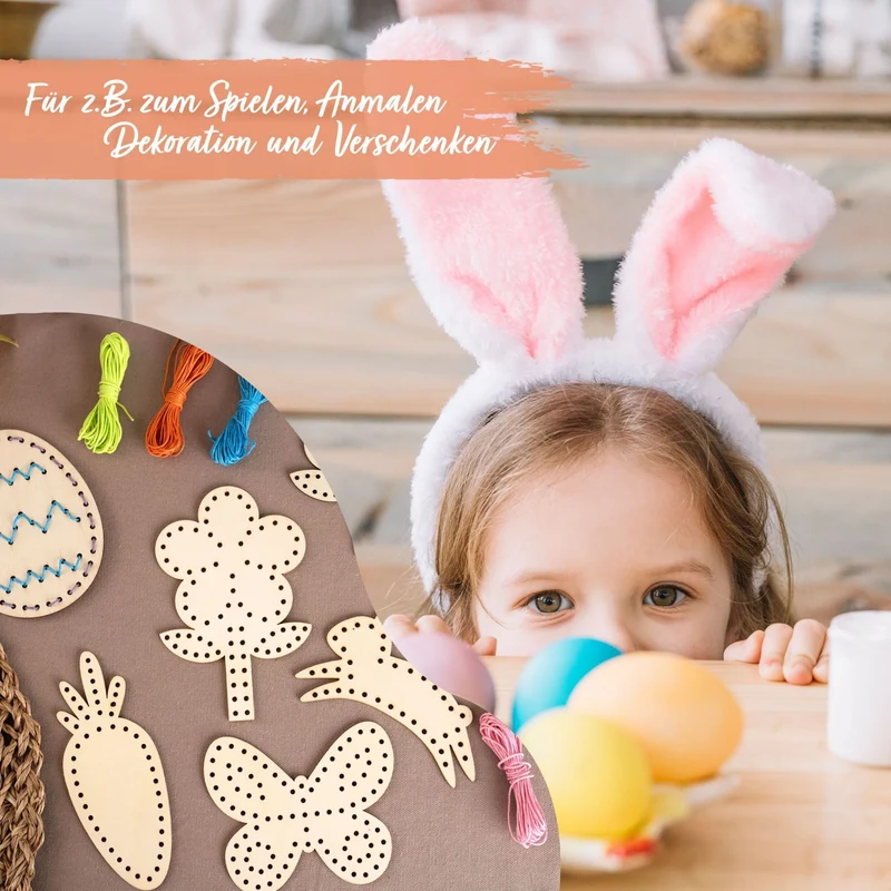 Fädelset aus Holz zu Ostern