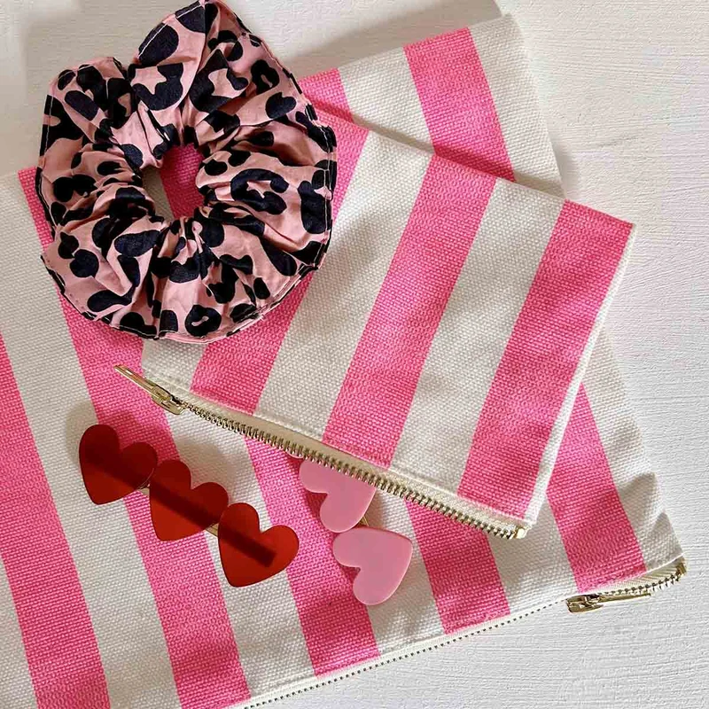 Marie Geldbörse mit Neonrosa Streifen