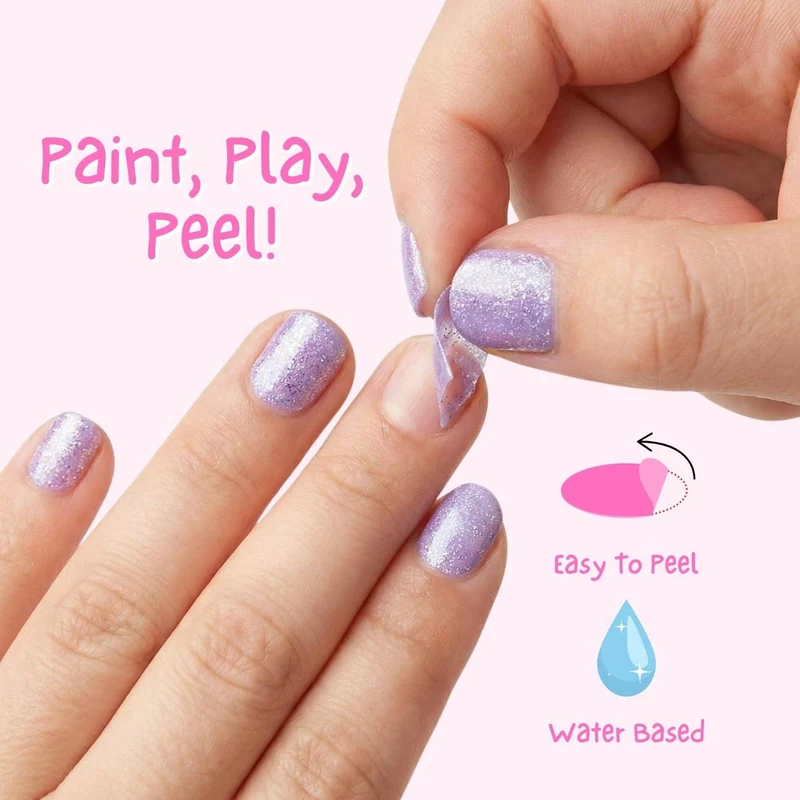 Miss Nella glitzernder kinderfreundlicher, geruchsfreier Peel-Off Nagellack Sparkly Zebra