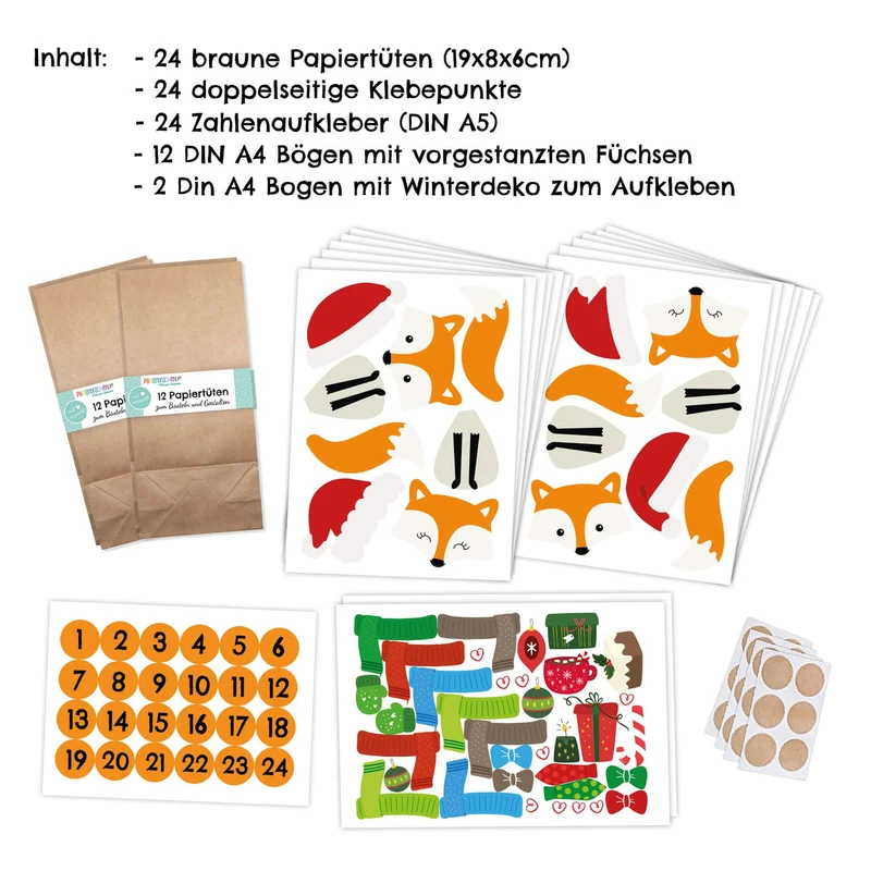 DIY Füchse Adventskalender Papierdrachen