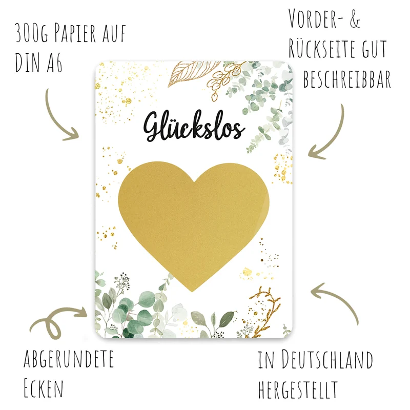 Rubbelkarten "Glückslos" - Euka (5er Set mit Umschlägen)