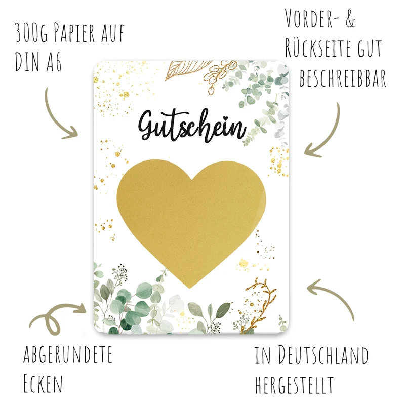 Rubbelkarten "Gutschein" - Euka (5er Set mit Umschlägen)