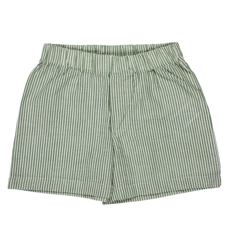 Pigeon Organics Shorts grün gestreift seersucker