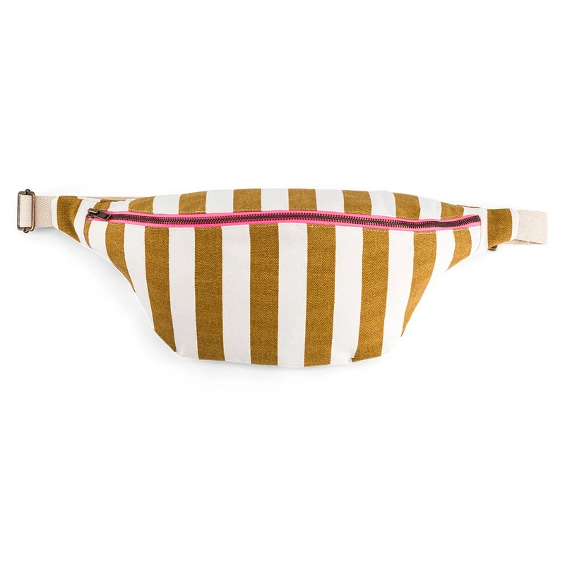 Damen Gürteltasche mit karamellfarbenen Streifen: TOFFEE / KRATZEN