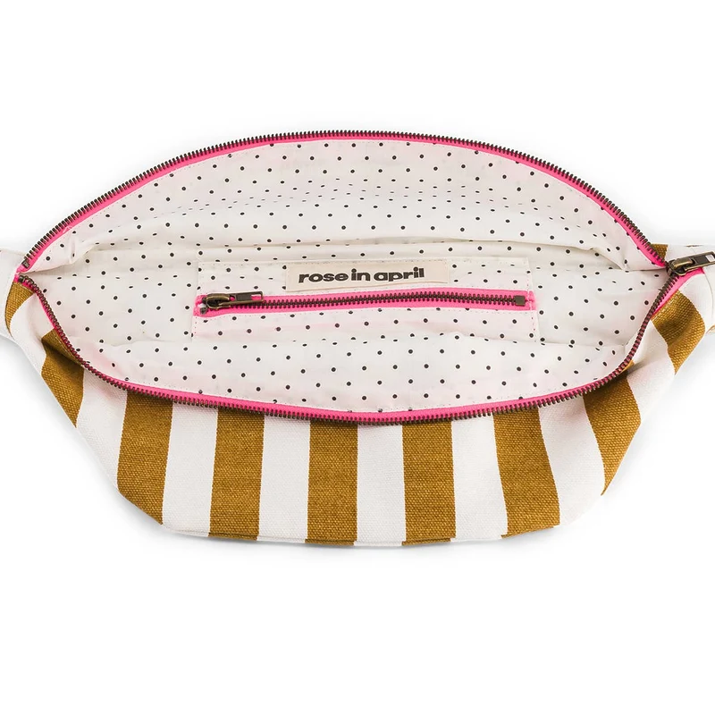 Damen Gürteltasche mit karamellfarbenen Streifen: TOFFEE / KRATZEN