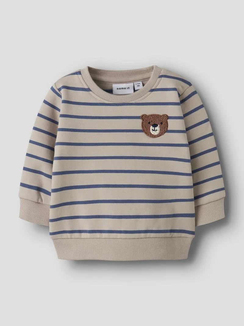 name it Sweatshirt gestreift mit Bär (nbmdaddel)