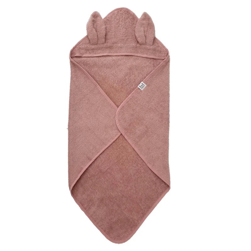 Bio-Babytuch mit Kapuze Rabbit Pale Mauve