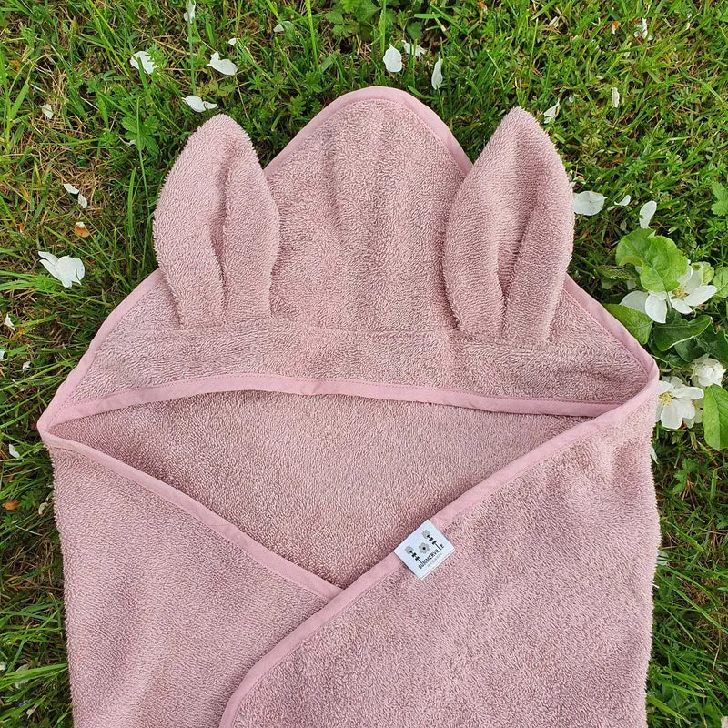 Bio-Babytuch mit Kapuze Rabbit Pale Mauve