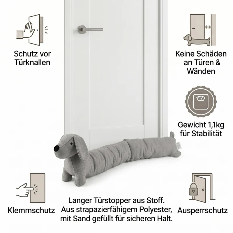 LIVMORE Türstopper mit Klemmschutz und Türschutz, Dunkelgrau