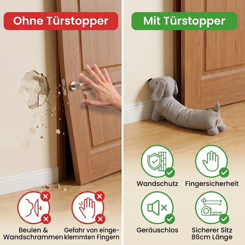LIVMORE Türstopper mit Klemmschutz und Türschutz, Dunkelgrau