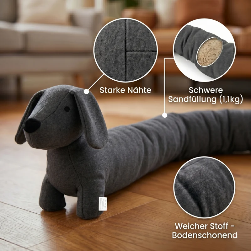 LIVMORE Türstopper mit Klemmschutz und Türschutz, Dunkelgrau