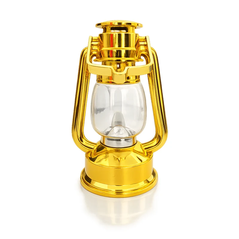 Dekorative LED Sturmlaterne mit Warmlicht Effekt, Goldfarben