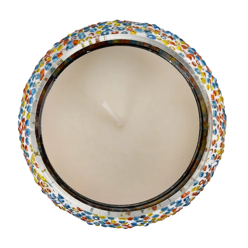 Lavendel-Eukalyptus Sojawachs-Duftkerze im Mosaikglas, Größe: 10 x 8 cm