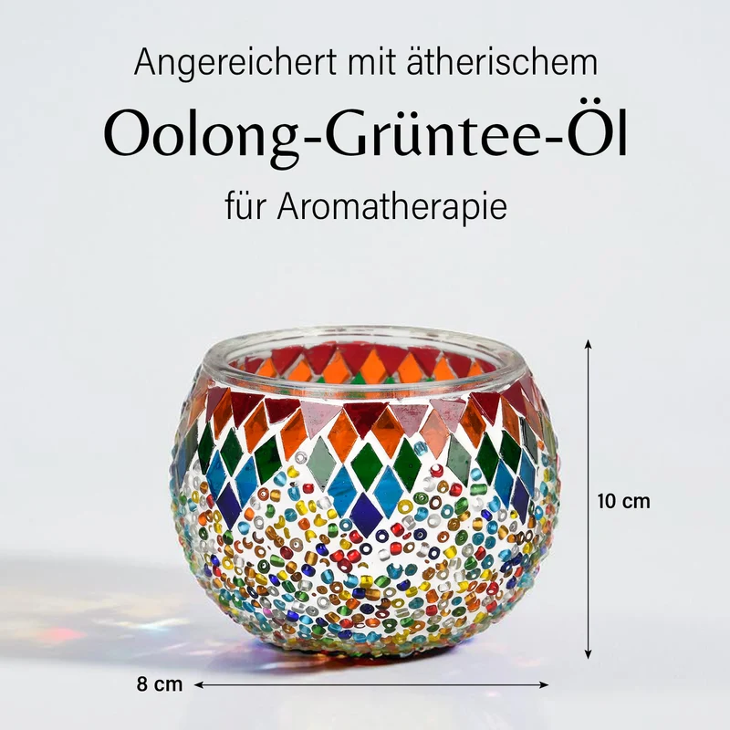 Lavendel-Eukalyptus Sojawachs-Duftkerze im Mosaikglas, Größe: 10 x 8 cm