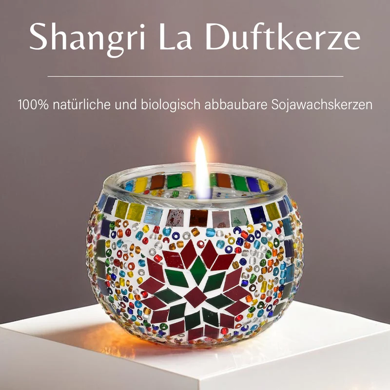 Lavendel-Eukalyptus Sojawachs-Duftkerze im Mosaikglas, Größe: 10 x 8 cm