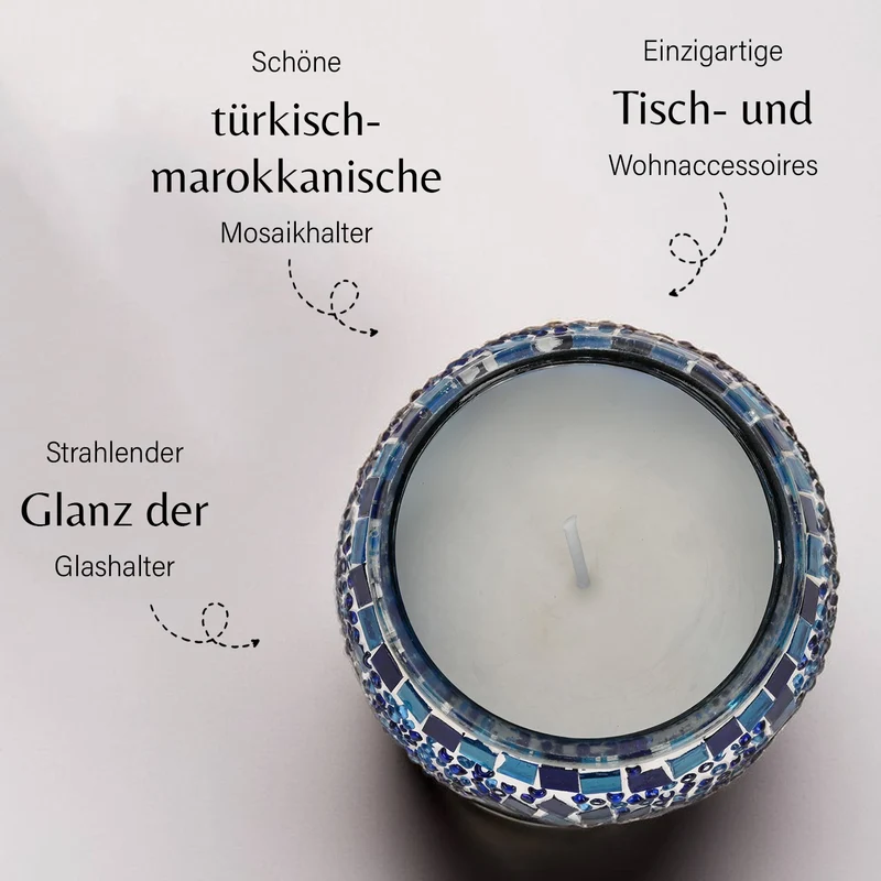 Lavendel-Eukalyptus Sojawachs-Duftkerze im Mosaikglas, Größe: 10 x 8 cm