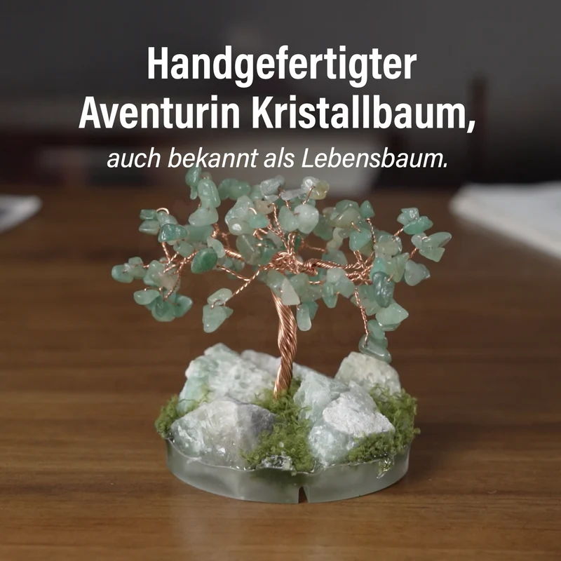 Handgefertigter Lebensbaum aus Amethyst-Heilsteinen, Glücksbaum mit natürlichen Kristallen und Kupferdraht, ca. 8 x 12 cm
