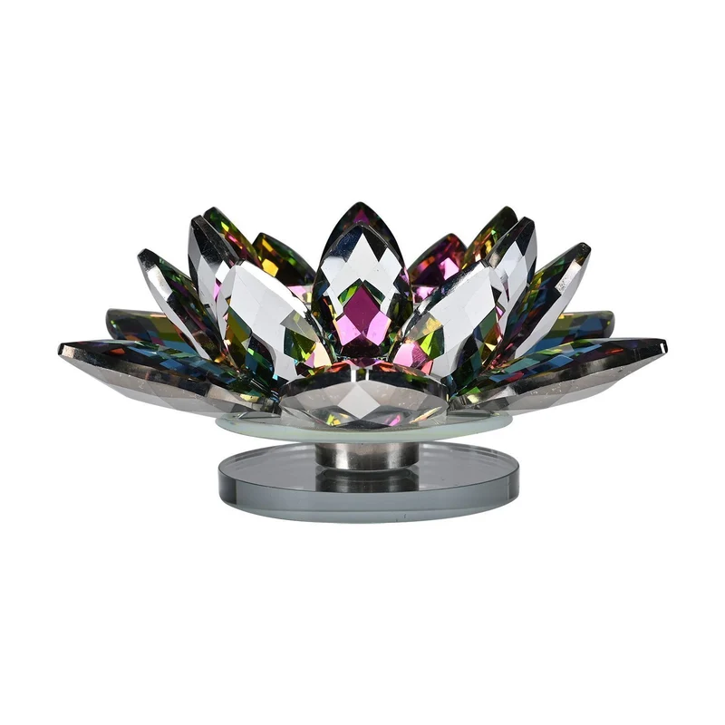Kristallklare Lotusblume Kerzenhalter mit Drehsockel 18x7,5 cm