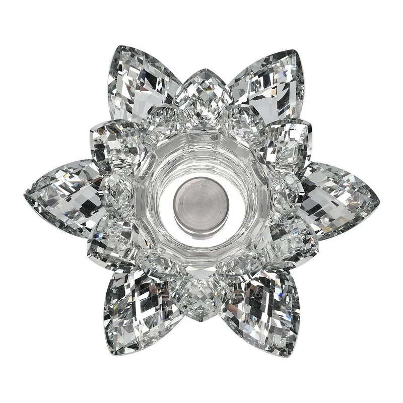 Kristallklare Lotusblume Kerzenhalter mit Drehsockel 18x7,5 cm