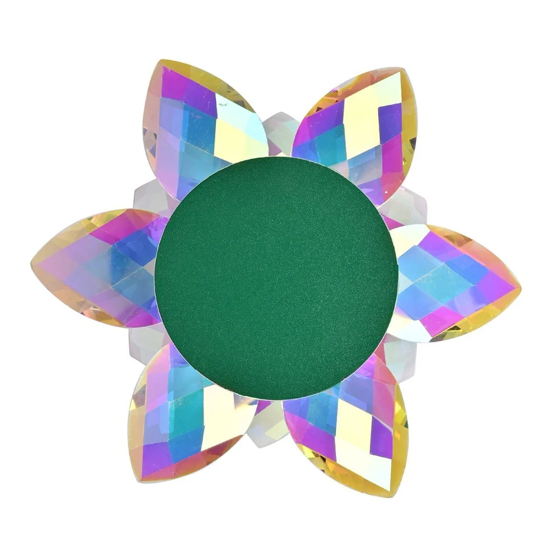 Kristall-Lotus-Teelichthalter - Drehbar, opalisierend schimmernd, 18x7,5 cm