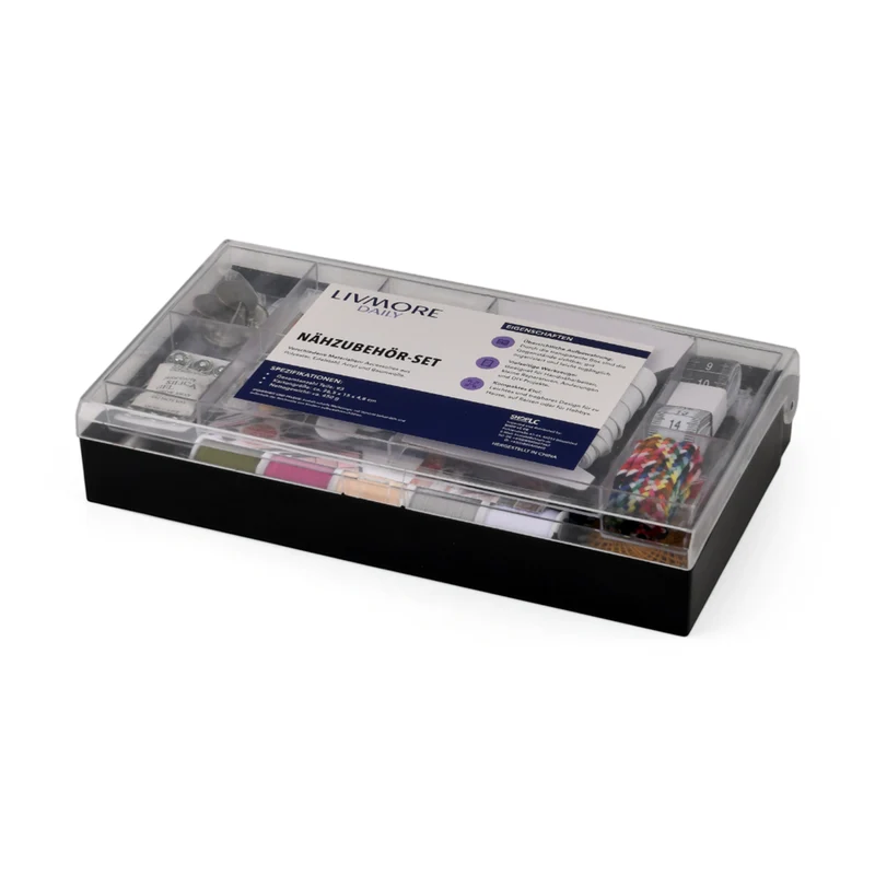 LIVMORE Nähzubehör Set mit Aufbewahrungsbox, 93 teilig, Natur