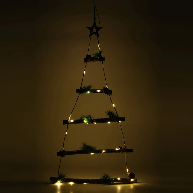 Hängender, moderner Weihnachtsbaum mit 25 warmen LEDs, 3xAA Batterie (nicht inkl.), Größe 43,5x87 cm