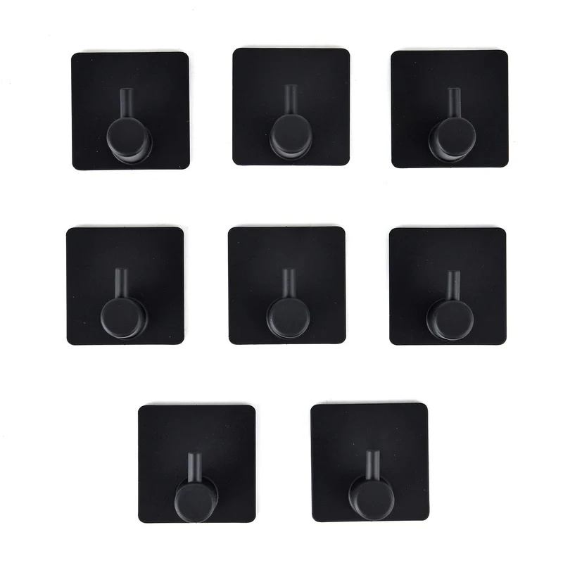 8er Set Metallhaken-Schwarz aus Eisen, 316L Edelstahl , 4.5 cml; Schwarz