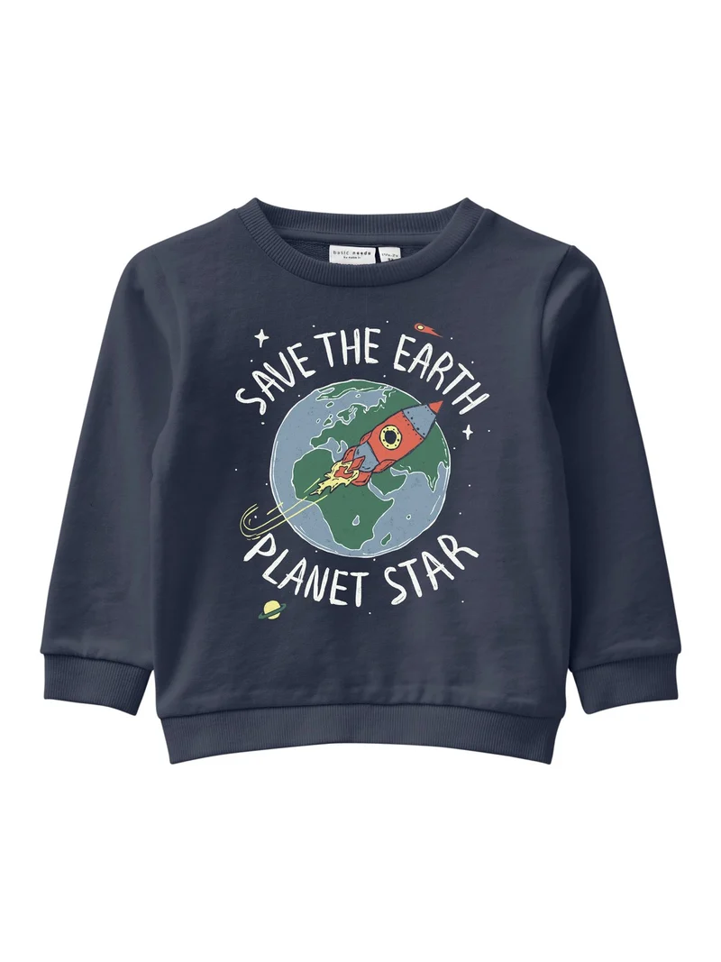 name it Sweatshirt blau mit Print Planet