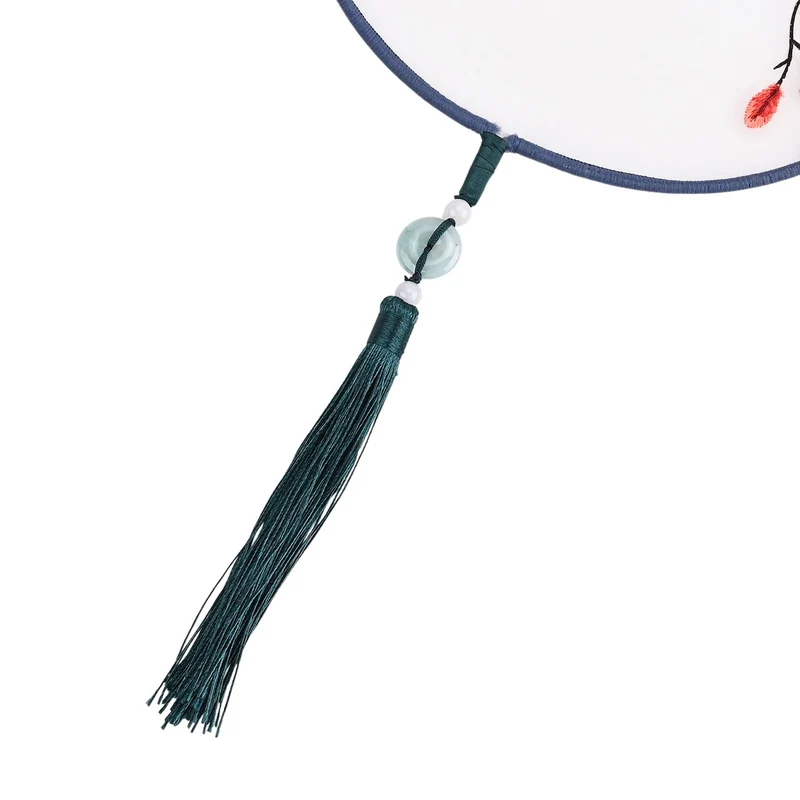 LIVMORE - Handstickerei-Wanddekoration aus 100% Seide mit Jade-Quaste, 20 cm, Vogel- und Blüten-Motiv