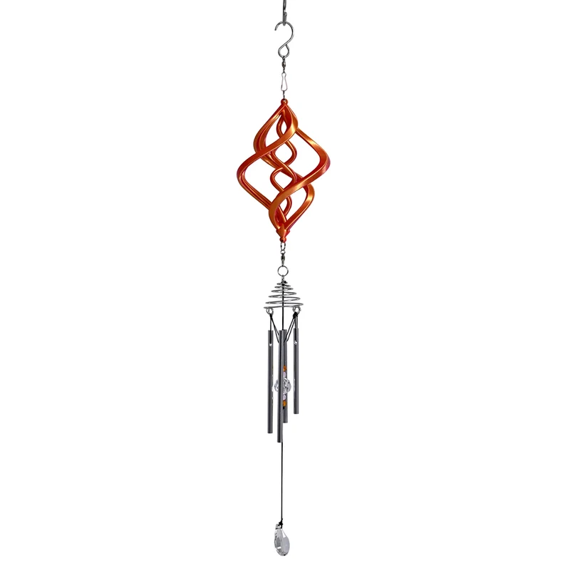 3D Windspiel, Aluminium, 10.3 x 10.3 x 61 cm, Rot