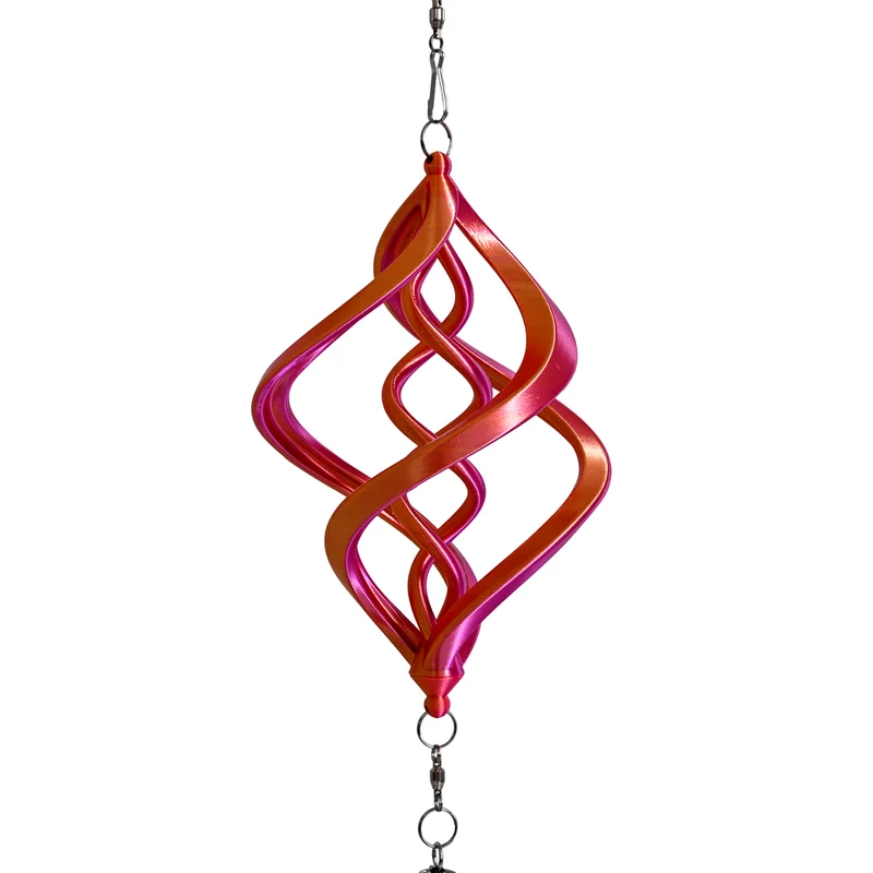 3D Windspiel, Aluminium, 10.3 x 10.3 x 61 cm, Rot