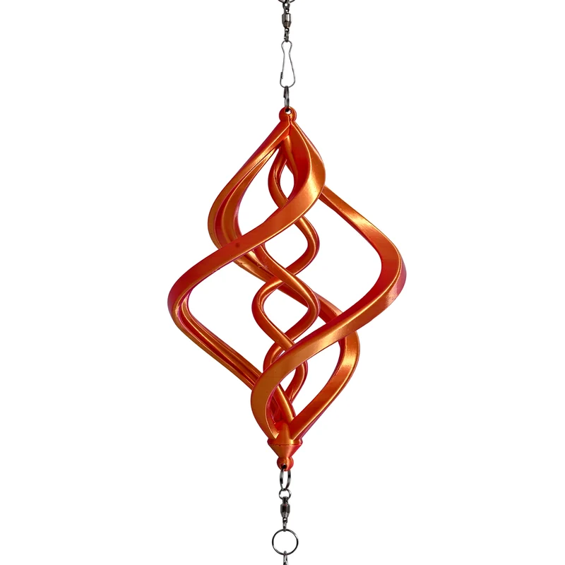 3D Windspiel, Aluminium, 10.3 x 10.3 x 61 cm, Rot