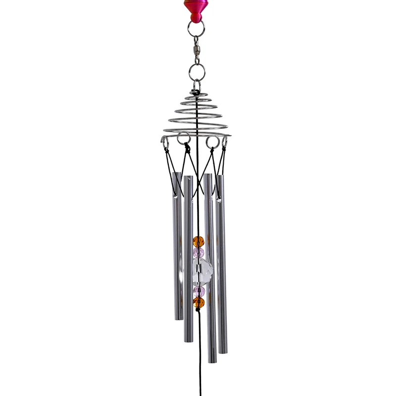 3D Windspiel, Aluminium, 10.3 x 10.3 x 61 cm, Rot