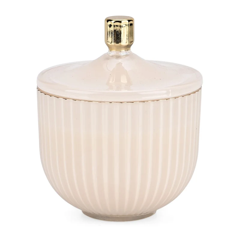 Duftkerze im Glas mit Deckel, Luxusglas-Design, Tabak und Oud, Weiß