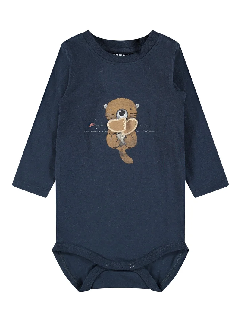 name it Body mit Biber-Applikation Dark Sapphire