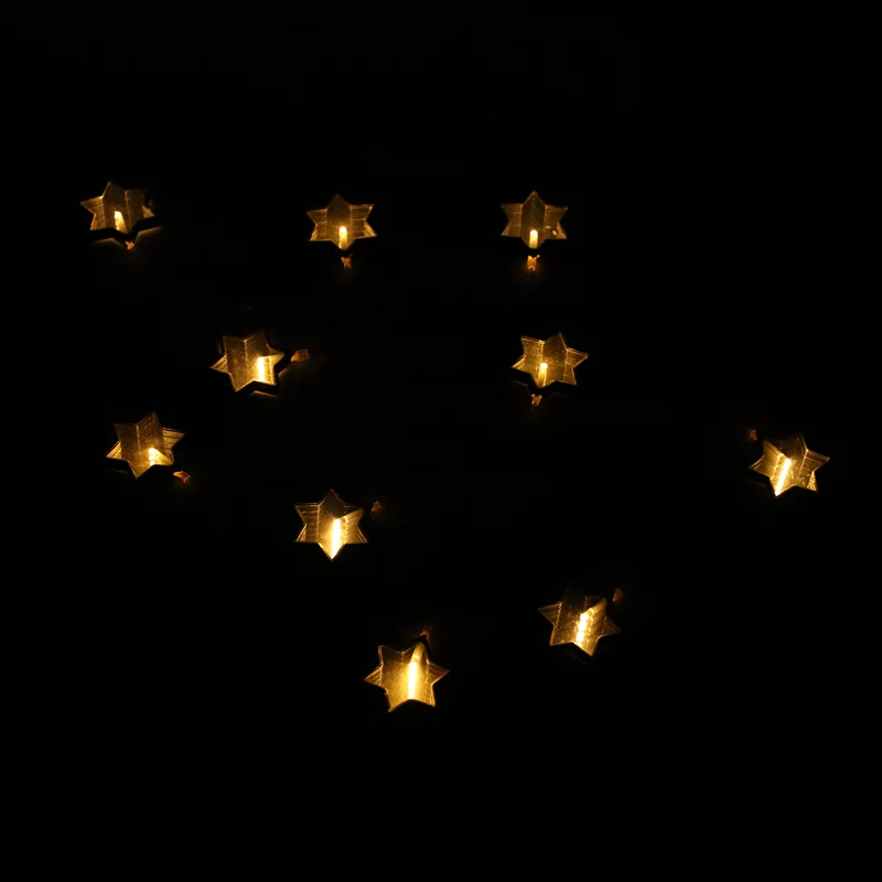 Lichterkette Lichtgirlande Sterne mit 10 warmweißen LEDs Beleuchtung, 3xAA Batterie (nicht inkl.), Größe 135+30 cm