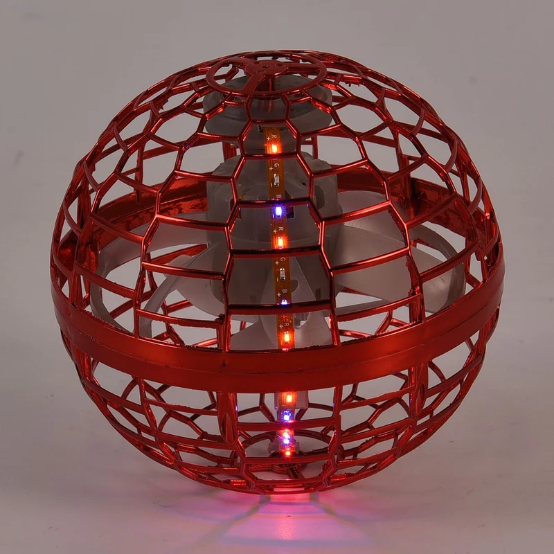 Fliegender Ball mit LEDs und Fernsteuerung, 9x9cm, rosa