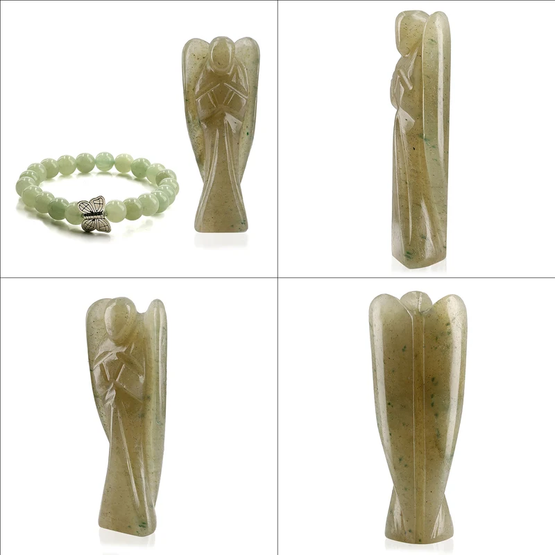2er Set - Schutzengel aus Aventurin und Energie-Armband, Handgefertigt