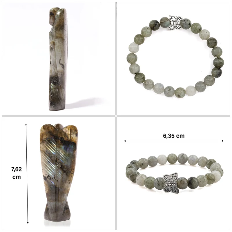 2er Set - Schutzengel aus Aventurin und Energie-Armband, Handgefertigt