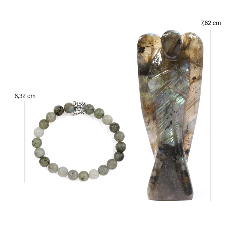 2er Set - Schutzengel aus Aventurin und Energie-Armband, Handgefertigt