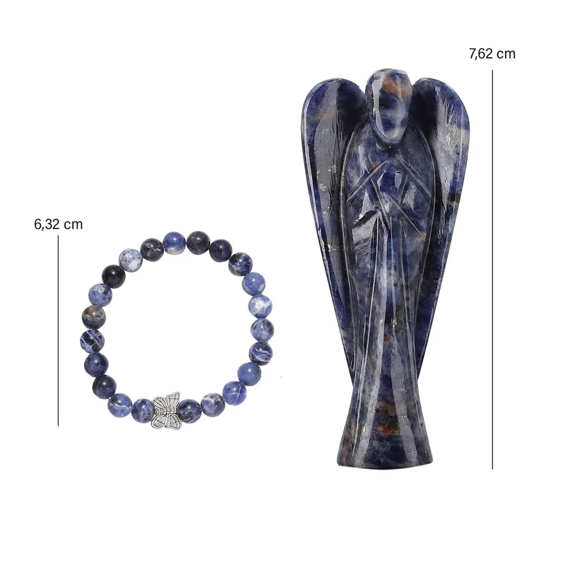 2er Set - Schutzengel aus Aventurin und Energie-Armband, Handgefertigt