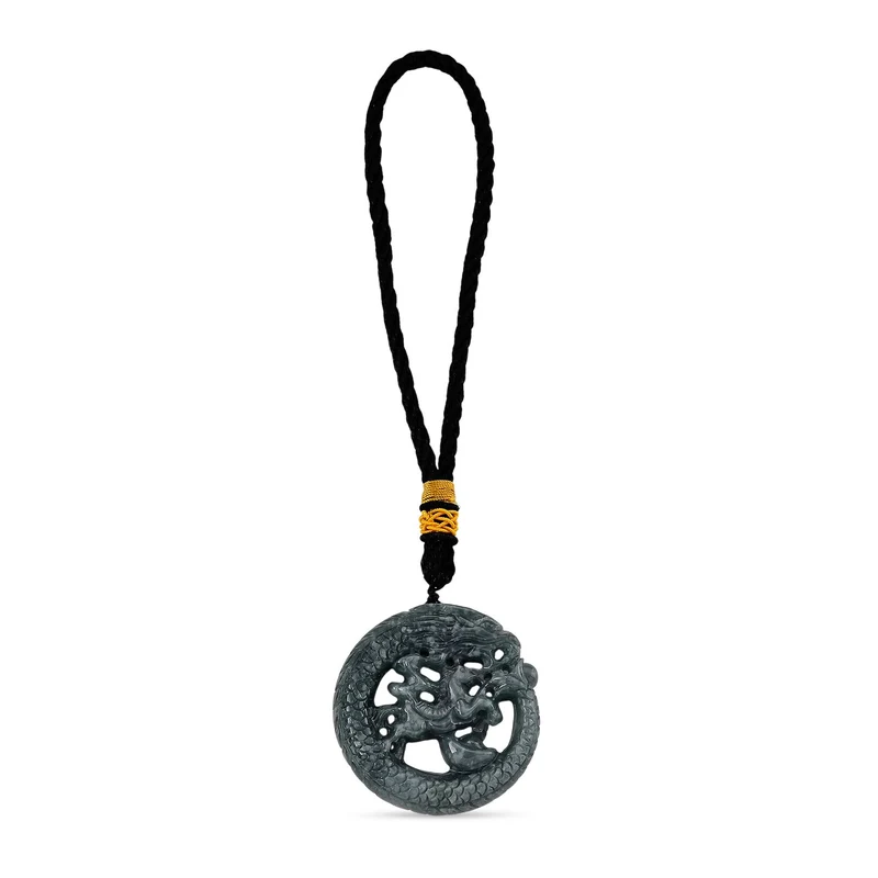 Olmeken-Jadeit Typ A Hängedekoration mit Drachen- und Pferdemotiv, 45mm - 200 ct.