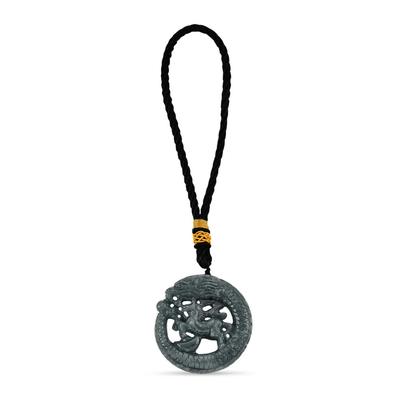 Olmeken-Jadeit Typ A Hängedekoration mit Drachen- und Pferdemotiv, 45mm - 200 ct.