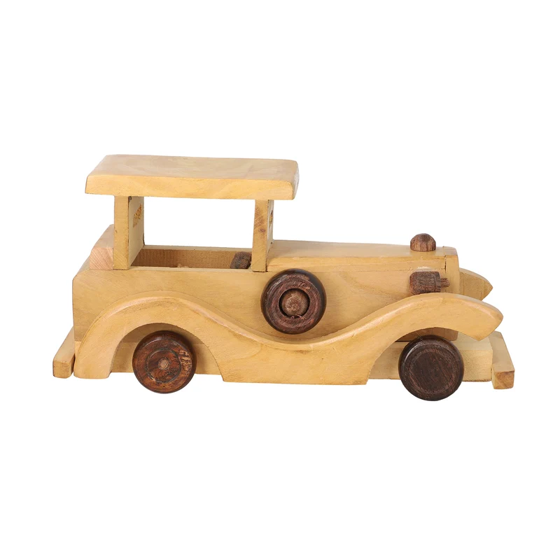 Handgefertigter Holzspielzeug-Hund auf Rädern, Größe 30x10x9 cm, Braun