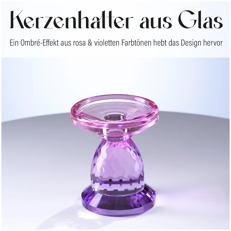 Ananasförmiger Kerzenhalter aus Glas, Größe:10x13cm, lila