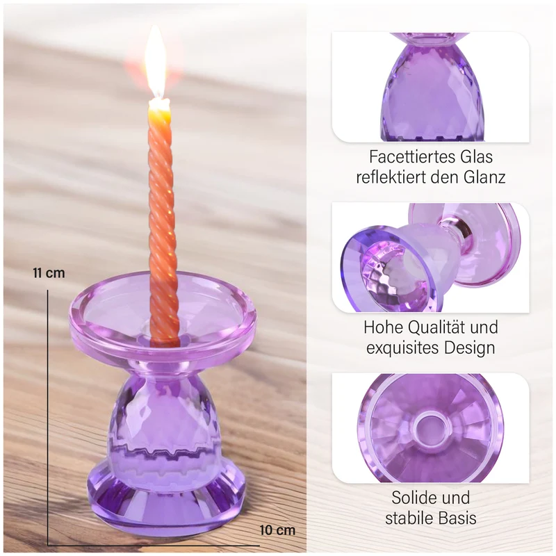 Ananasförmiger Kerzenhalter aus Glas, Größe:10x13cm, lila