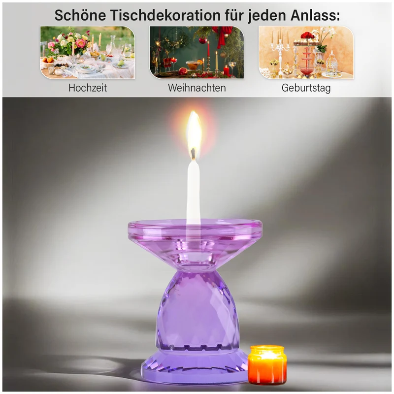 Ananasförmiger Kerzenhalter aus Glas, Größe:10x13cm, lila