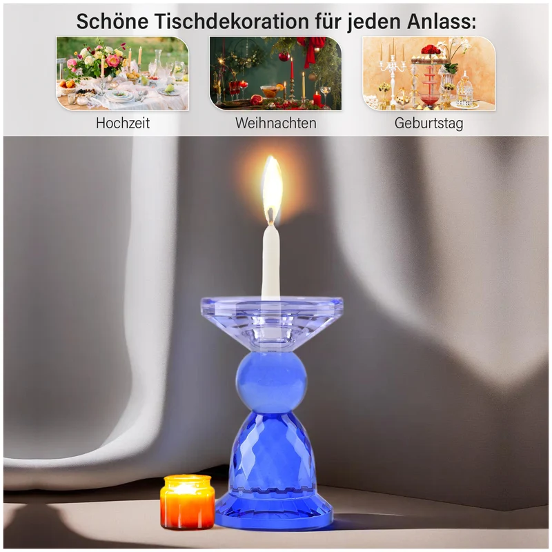 Ananasförmiger Kerzenhalter aus Glas, Größe:10x13cm, lila